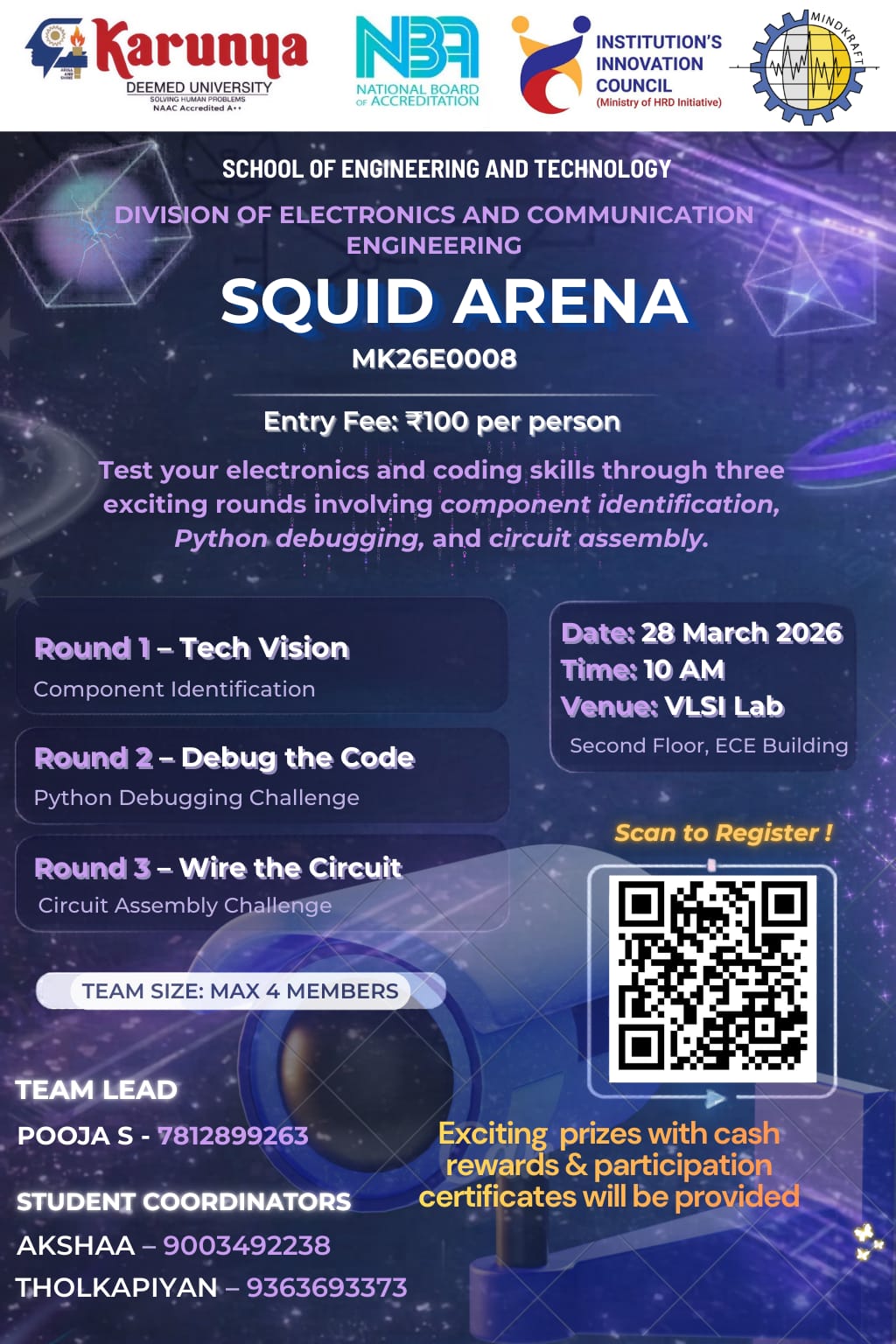 MindKraft'26 - Squid Arena Technical Event Poster 